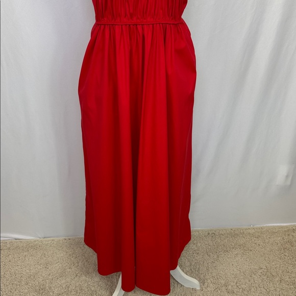 COS Gathered-Waist Midi Dress Red Bright Sleeveless Size 12 NWOT - Picture 8 of 14